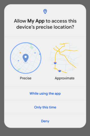 Precise and Approximate Location Tracking in Android 12