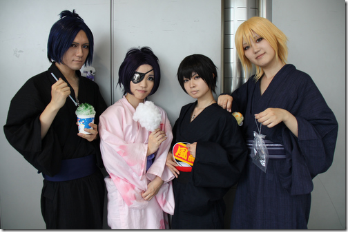 katekyo hitman reborn! cosplay - rokudo mukuro, chrome dokuro, hibari kyoya, and dino chiavarone from winter comiket 2010