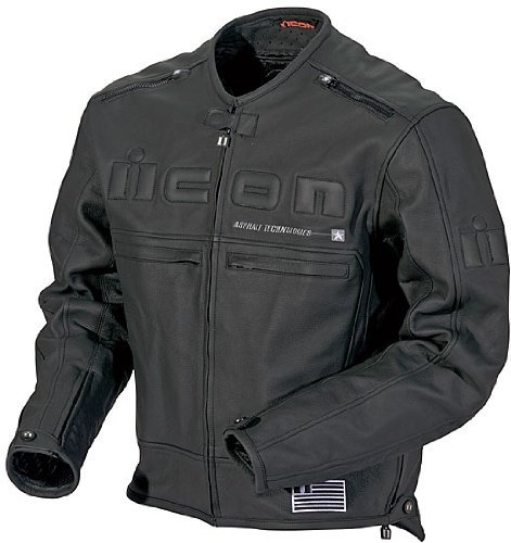 Icon Motorhead Leather Motorcycle Jacket - Black/Black Large