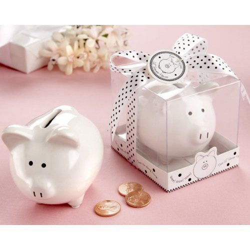 Lil Saver Favor Ceramic Mini-Piggy Bank in Gift Box with Polka-Dot Bow (pack of 20)