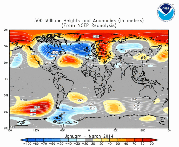 Informe climático de la Tierra. Marzo de 2014, el cuarto más cálido desde 1880