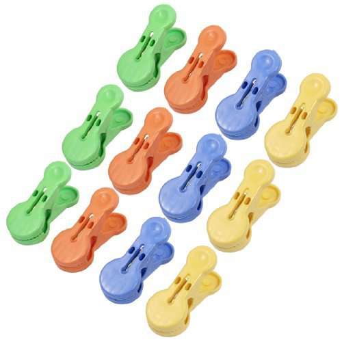 Amico 12 Pcs Assorted Color Metal Plastic Household Hanging Clothes Clips