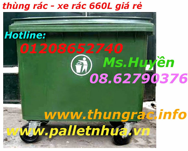 Thùng rác 660L, thung rac 660L, xe rác 660L, thùng rác giá rẻ
