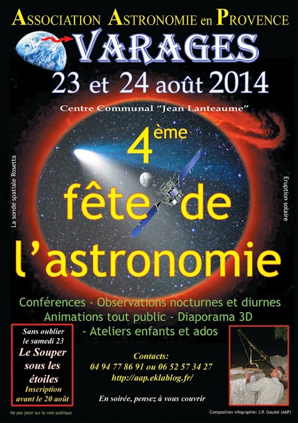 Fête de l'astronomie à Varages 23-24 août 2014 Affiche14
