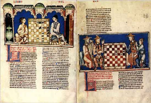 Libro de ajedrez, dados y tablas