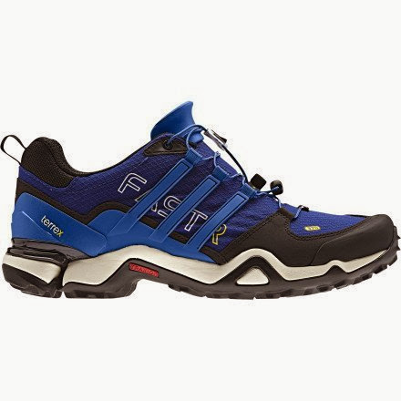 best sport shoes for flat feet: adidas Outdoor Terrex Fast R Hiking Shoe-  Men's Blue Beauty/Hero Ink/Vivid Yellow 8