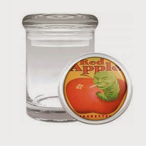  Red Apple Cigarette Green Worm Odorless Air Tight Medical Glass Jar D-021