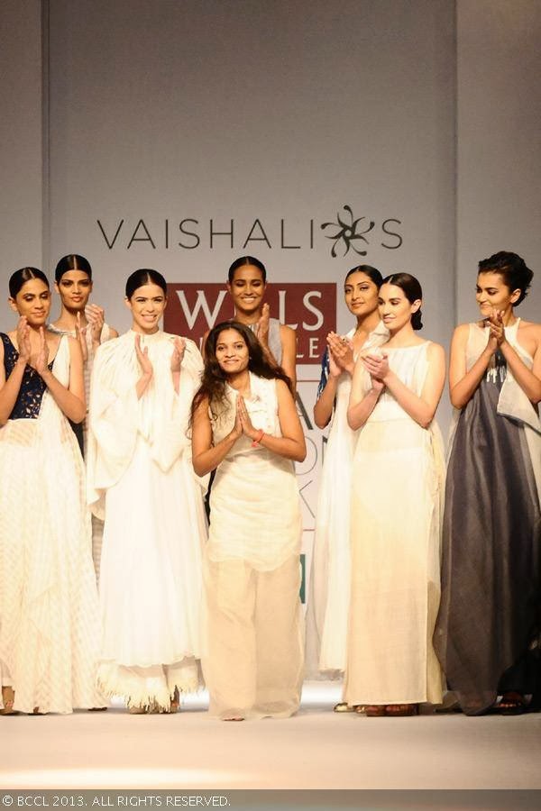 Vaishali S after her show on Day 5 of Wills Lifestyle India Fashion Week (WIFW) Spring/Summer 2014, held in Delhi.