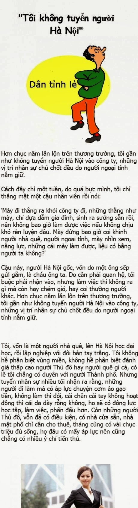 Tôi không tuyển người Hà Nội ( Vãi anh giám đốc này )