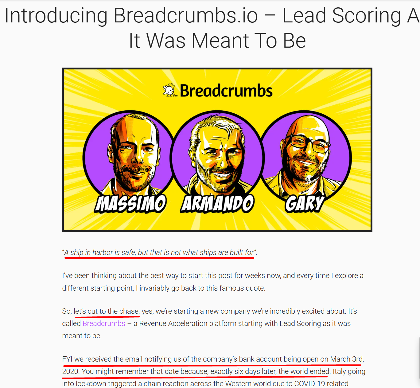 Breadcrumbs' About Us page