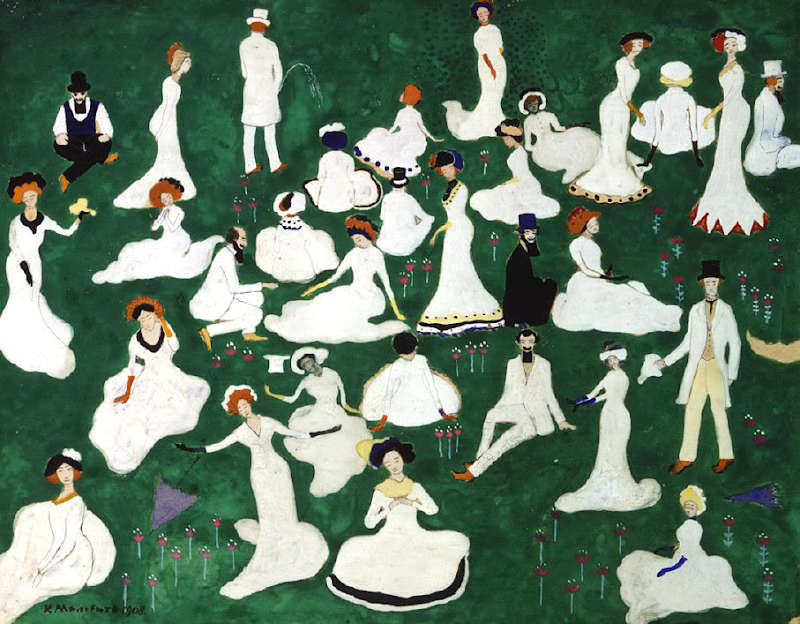 Kazimir Malevich - Rest. Society in Top Hats, 1908