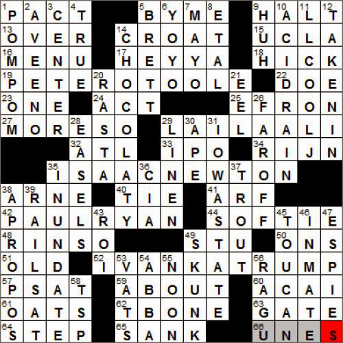 0123 13 New York Times Crossword Answers 23 Jan 13 Wednesday