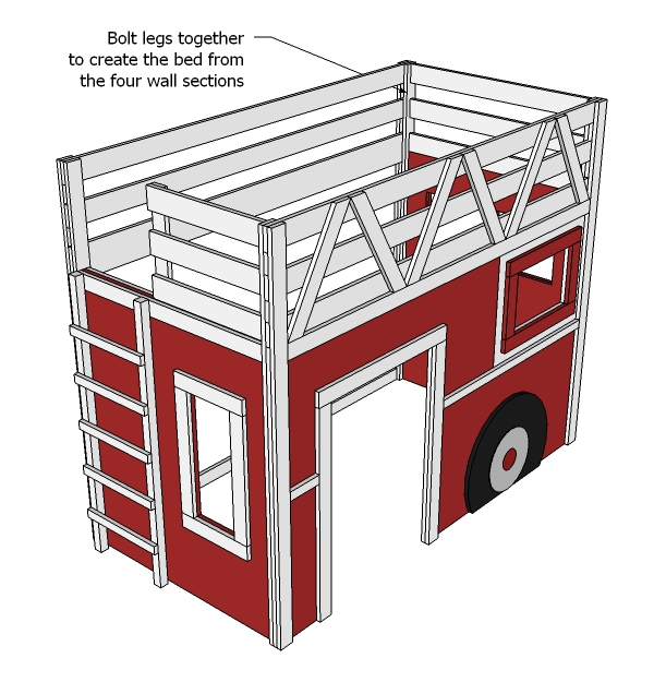 Fire Truck Loft Bed