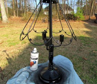 faux tiffany lamp created from thrift store lamp