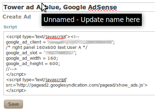 Enter ad Title and Script content Enter ad Title and Script content