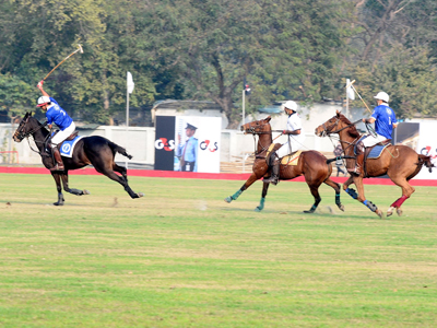 Players in action during the Law & Justice Polo Match, held at Jaipur Polo Grounds on February 02, 2013.