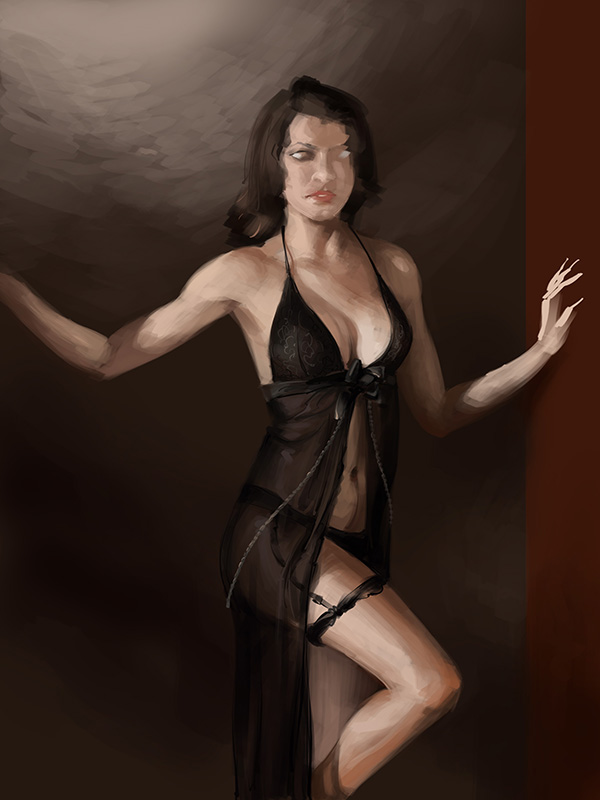 babe in lingerie digital painting