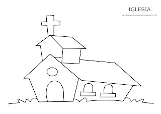 Dibujo de la iglesia para imprimir, colorear y pintar