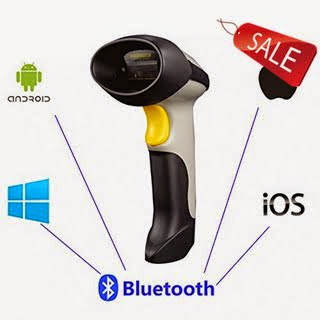 UPGRADED 2 in 1 1d Laser USB 2.0 wired + Wireles Bluetooth Barcode Scanner for iPhone iPad Android Tablet PC, Bluetooth adapter(for PC user), Power adapter and USB cable included, support Mac OS X, Linux, Android and IOS 7 Grey