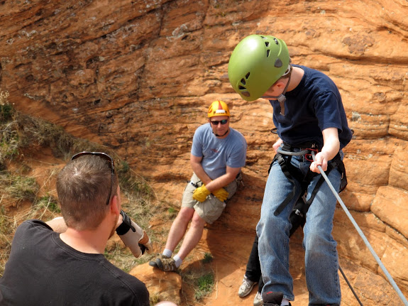 Bradley doing a more difficult rappel