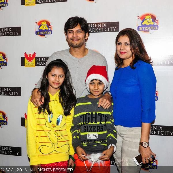 Amar Upadhyay seen with family during pre-christmas party, held at Amoeba, in Mumbai, on December 18, 2013.