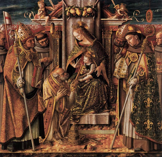  Carlo Crivelli - Virgin and Child Enthroned with Saints