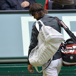 Spain's Rafael Nadal leaves the court after he lost his quarter-final match against Germany's Philipp Kohlschreiber at the ATP Gerry Weber Open tennis tournament in Halle, western Germany, on June 15, 2012. Kohlschreiber won 3:6,4:6.  AFP PHOTO / CARMEN JASPERSENCARMEN JASPERSEN/AFP/GettyImages