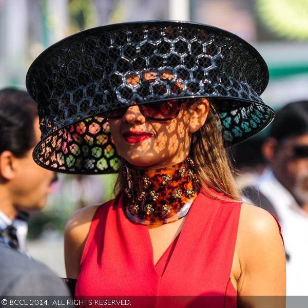 Natasha Poonawala looks lovely in red during The McDowell Signature Premier Indian Derby at Mahalaxmi Race Course in Mumbai, India on February 02, 2014. 