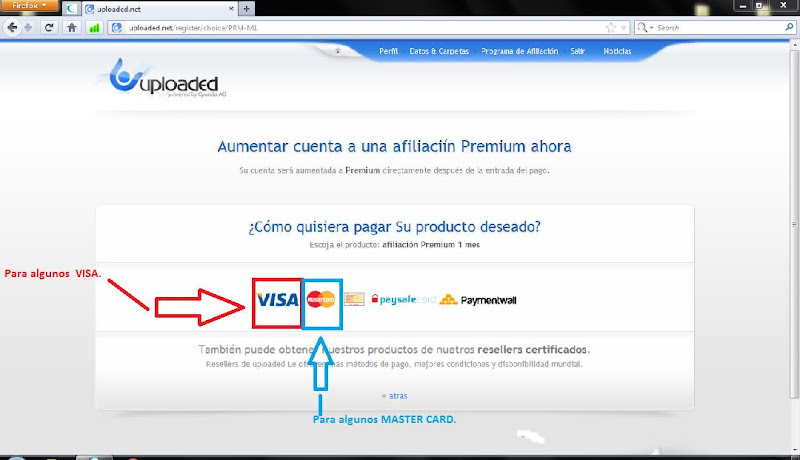Como comprar una cuenta Premium en Uploaded., con tarjeta de Débito.