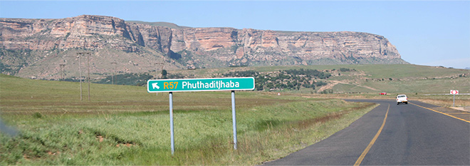 afslag Phuthaditjhaba - Vrijstaat Zuid Afrika