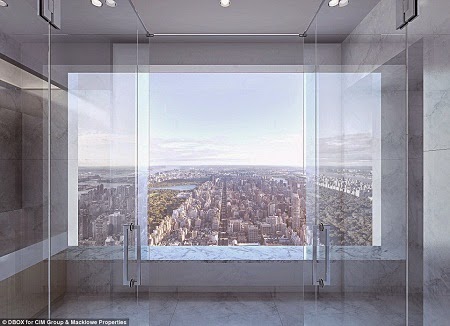 Cảnh vật New York nhìn từ một ô cửa sổ.