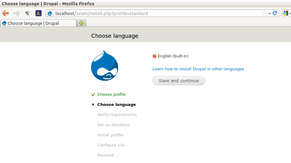 drupal website language install