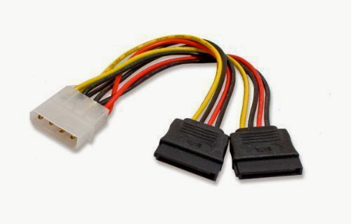  Importer520 Molex 4 Pin to 2 x 15 Pin SATA Power Cable for IDE to Serial ATA SATA Hard Drive Power Cable Adapter (2 Pack)
