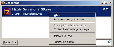 Descarga e instalacin de FileZilla Server en Microsoft Windows Server 2008
