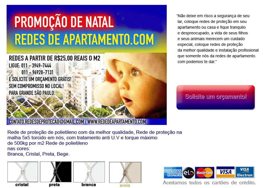 Rede de Apartamento Natal - redes de apartamento promoção de natal. - Redes  de Apartamento | Telas de Apartamento.
