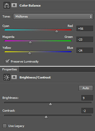 Layer > New Adjustment layer > color balance
