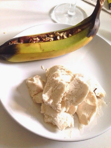 varm banan med choklad