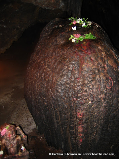 Shiva Linga inside Kavala Caves