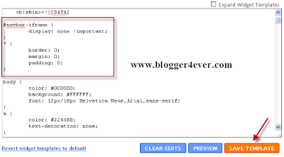how to remove blogger navbar