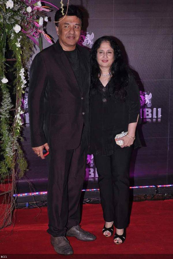 Anu Malik with wife Anju during Bollywood actress Sridevi's birthday party, held in Mumbai, on August 17, 2013. (Pic: Viral Bhayani)