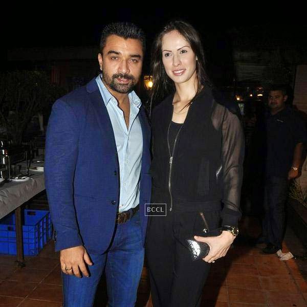 Ajaz Khan poses with a guest during Sangram Singh's birthday party, held at Churchgate, on July 20, 2014.(Pic: Viral Bhayani)