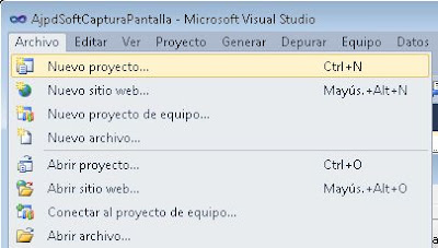 Nuevo proyecto Visual C# para screenshot