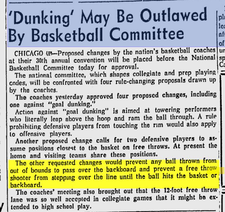 wilt chamberlain free throw dunk