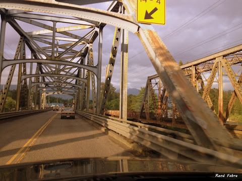 Crossing the bridge over the Sultan River as it enters the Skykomish River. Sultan, Washington