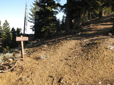 sign for the trail up to the top of S. Mt. Hawkins