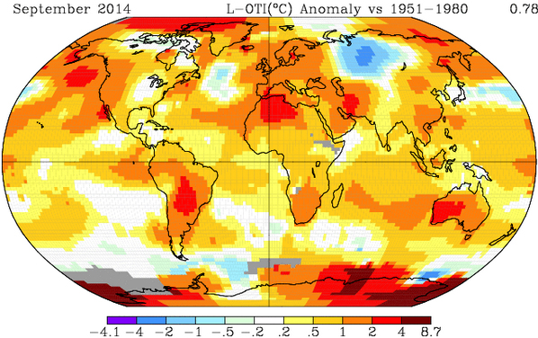 Informe climático de la Tierra. Septiembre de 2014 el más cálido desde 1880