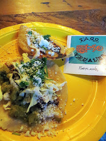 Google Experts Portland kickoff event! Offerings of Taco Pedaler for Google Experts Portland eaters included Tacos: chicken, beef, pork or bean. Topped with cabbage, cilantro, and cotija cheese! Dillas: filled with potato, green chilis and cheese all simmered in a cheese beer sauce!