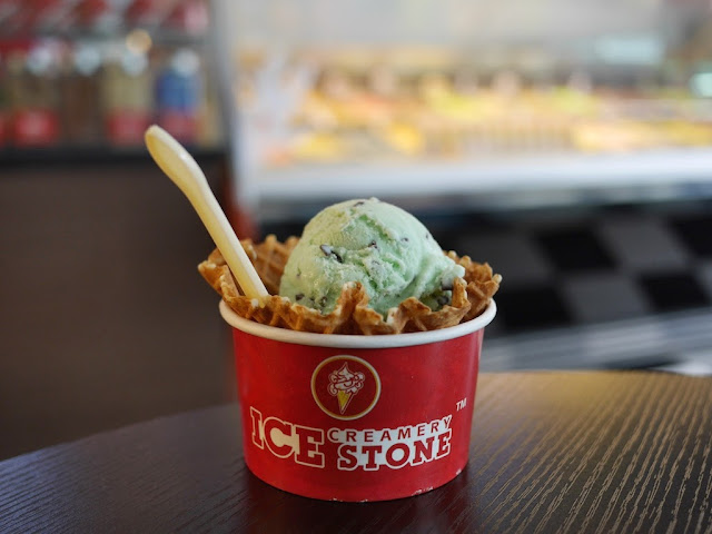 a cup of Ice Stone Creamery's mint chip ice cream