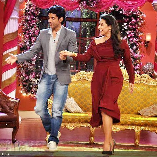 Farhan Akhtar and Vidya Balan having a gala time during the promotion of the movie Shaadi Ke Side Effects, on the sets of the TV show Comedy Nights With Kapil. (Pic: Viral Bhayani)