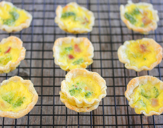 photo of mini quiche on a baking rack